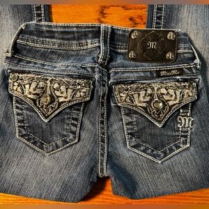 MISS ME vintage JEANS Girls 7 BLUE SKINNY JUNIORS FADED DISTRESSED GIRL DENIM